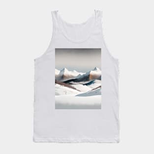 Modern Scandinavian Art Minimalist Winter Sports Snow Mountain Tank Top